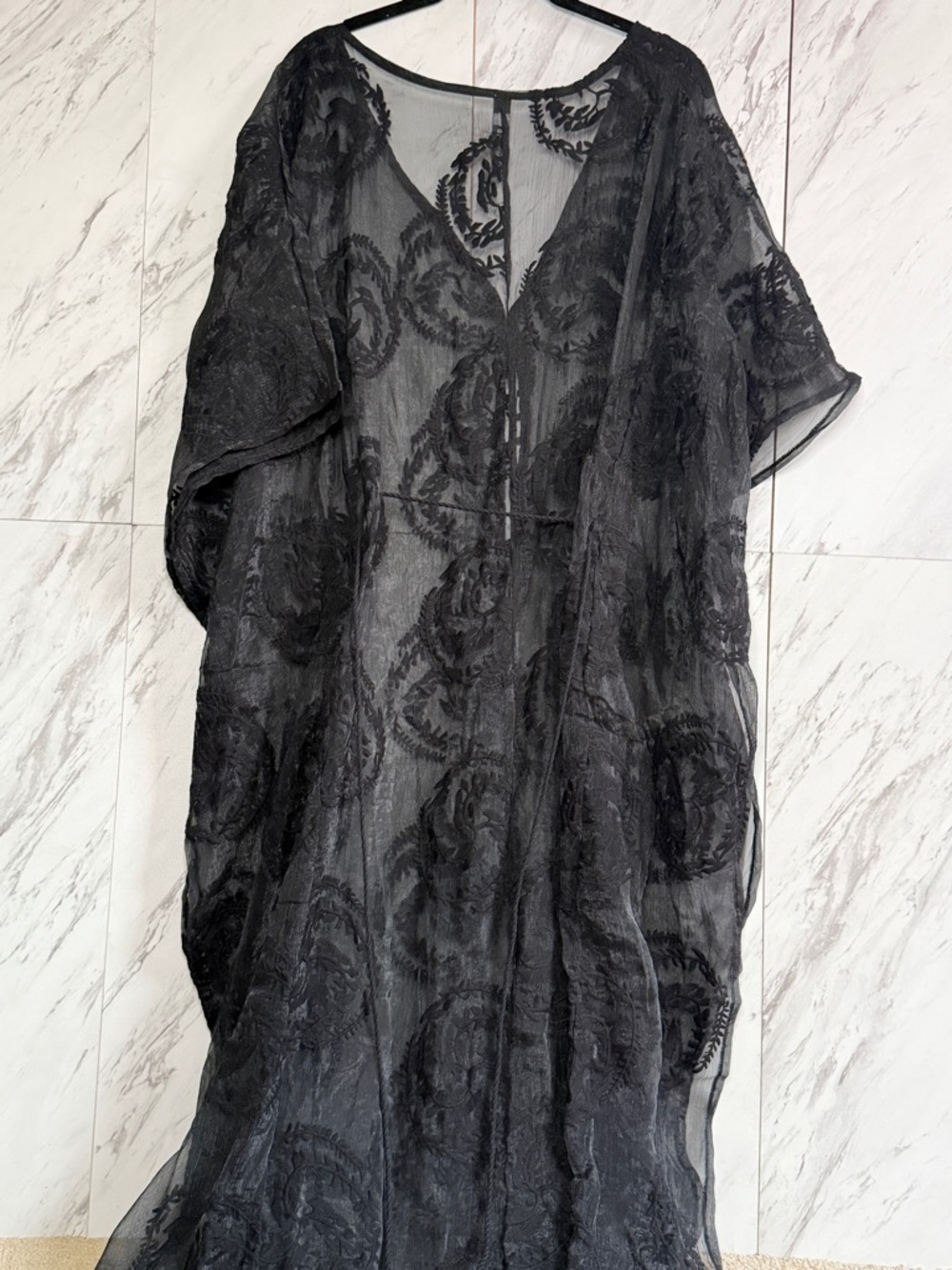 Lord & Taylor Design Lab Sheer Embroidered Black Maxi Duster SZ S - Picture 5 of 8
